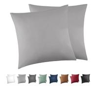 BEDSURE Funda de Almohada 80x80-100% Algodón, Gris Pack de 2, Oeko-Tex