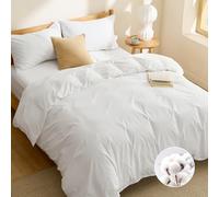 Bedsure Funda Nordica Cama 135 - Funda Nórdica Algodón Cama 150, Juego de Funda de Edredón 200x200 cm y 2 Funda de Almohada 50x75 cm, Funda Nórdica con Cremallera, Certificación Oeko-Tex - Blanco