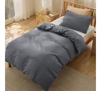Bedsure Funda Nordica Cama 135 - Poliéster Microfibra Cepillada, Juego de Funda de Edredón 135x200 cm y 1 Funda de Almohada 50x75 cm, Funda Nórdica con Cremallera ÖKO-Tex - Hollín