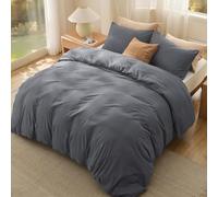 Bedsure Funda Nordica Cama 150 - Poliéster Microfibra Cepillada, Juego de Funda de Edredón 200x200 cm y 2 Funda de Almohada 50x75 cm, Funda Nórdica con Cremallera ÖKO-Tex - Hollín