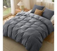 Bedsure - Juego de funda nórdica de 200 x 200 cm, microfibra de poliéster Oeko-TEX - Bedding Sets fundas de edredón de 200 x 200 cm + 2 fundas de almohada de 65 x 65 cm con cremallera - hollín
