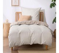 BEDSURE Juego de ropa de cama 135x200 2 piezas Beige - Juego de ropa de cama de algodón 135 x 200 cm, ropa de cama reversible de 2 piezas con funda de almohada de 80x80 cm, Oeko-TEX Juego de edredón