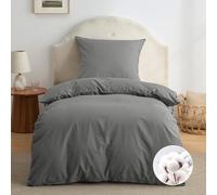 BEDSURE Juego de ropa de cama 135x200 algodón gris - Juego de ropa de cama 135 x 200 cm, funda de edredón de 2 piezas con funda de almohada 80x80 cm, ropa de cama Oeko-TEX Antracita con cremallera