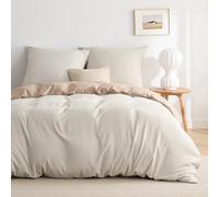 BEDSURE Juego de ropa de cama 200x200 3 piezas Jengibre/Beige - Juego de ropa de cama con funda de edredón 200x200 y 2 fundas de almohada 80x80 cm, ropa de cama reversible Bedding con cremallera