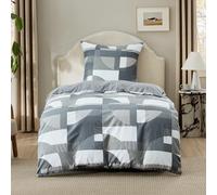 BEDSURE Juego de ropa de cama de 135 x 200 cm, 2 piezas, funda nórdica de 135 x 200 cm con funda de almohada de 80 x 80 cm, funda de edredón reversible Öko-Tex para cama individual con cremallera