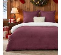 BEDSURE Juego de ropa de cama mullida 155x220 burdeos - Funda nórdica de invierno de forro polar con 2 fundas de almohada de 80x80 cm, juego de ropa de cama cálido con cremallera, ropa de cama de