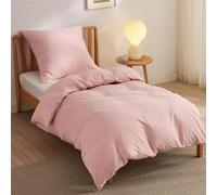 BEDSURE Juego de sábanas 135x200 Rosa Pálido - 1 funda nórdica de 135 x 200 cm y 1 funda de almohada de 80 x 80 cm, juego de sábanas de poliéster de microfibra rosa con cremallera, certificado ÖKO-TEX