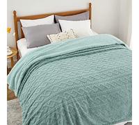 Bedsure Manta Cama 150 Invierno - Manta Sofa Grande Polar Jacquard Reversible de Sherpa, Manta Sofa Gruesa 240x220 cm de Microfibra Suave y Borreguito, Verde