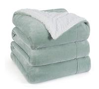 Bedsure Manta Cama Invierno - Manta Cama Polar Reversible de Franela y Sherpa, Manta Sofa Grande Gruesa 230x270 cm de Microfibra Suave y Borreguito, Verde