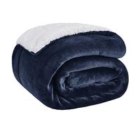 Bedsure Manta Cama 90 Invierno - Manta Sofa Grande Polar Reversible de Franela y Sherpa, Manta Sofa Gruesa 150x200 cm de Microfibra Suave y Borreguito, Azul Marino
