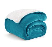 Bedsure Manta Cama Invierno - Manta Sofa Grande Polar Reversible de Franela y Sherpa, Manta Sofa Gruesa 150x200 cm de Microfibra Suave y Borreguito, Turquesa