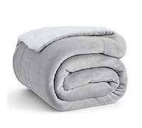 Bedsure Manta Cama Invierno - Manta Sofa Grande Polar Reversible de Franela y Sherpa, Manta Sofa Gruesa 150x200 cm de Microfibra Suave y Borreguito, Gris Claro