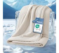 Bedsure Manta Refrescante para Verano - Ligera con Fibras ARC-Chill Q-MAX>0,4 para Personas Calurosas y Sudor Nocturno, Manta Suave para Cama, 150x200 cm, Beige