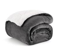 Bedsure Manta Sofá Polar Invierno - Mantas Grande Suave y Cálida para Cama y Sofá, Manta Polar Reversible de Franela y Borreguito, Sherpa Gruesa, Acogedor, XL 150 x 200 cm, Antracita