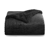 Bedsure Manta Sofá Polar Invierno - Mantas Grande Suave y Cálida para Cama y Sofá, Manta Polar Reversible de Franela y Borreguito, Sherpa Gruesa, Acogedor, XL 150 x 200 cm, Negro