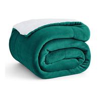 Bedsure Manta Sofá Polar Invierno - Mantas Grande Suave y Cálida para Cama y Sofá, Manta Polar Reversible de Franela y Borreguito, Sherpa Gruesa, Acogedor, XL 150 x 200 cm, Verde Oscuro