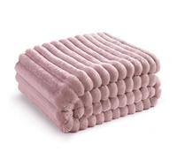 Bedsure Manta Sofá Polar Suave - Manta Gruesa y Esponjosa para Cama y Sofá, Cálida y Acogedora para Invierno, Diseño de Rayas Anchas, XL 150 x 200 cm, Rosa