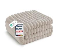 Bedsure Manta Sofá Polar Suave - Manta Gruesa y Esponjosa para Cama y Sofá, Cálida y Acogedora para Invierno, Diseño de Rayas Anchas, XL 150 x 200 cm, Beige
