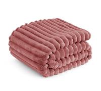 Bedsure Manta Sofá Polar Suave - Manta Gruesa y Esponjosa para Cama y Sofá, Cálida y Acogedora para Invierno, Diseño de Rayas Anchas, XL 150 x 200 cm, Rosa Oscuro