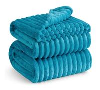 Bedsure Manta Sofá Polar Suave - Manta Gruesa y Esponjosa para Cama y Sofá, Cálida y Acogedora para Invierno, Diseño de Rayas Anchas, XXL 230 x 270 cm, Verde Azulado