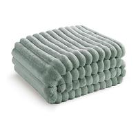 Bedsure Manta Sofá Polar Suave - Manta Gruesa y Esponjosa para Cama y Sofá, Cálida y Acogedora para Invierno, Diseño de Rayas Anchas, XL 150 x 200 cm, Verde