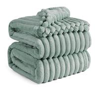Bedsure Manta Sofá Polar Suave - Manta Gruesa y Esponjosa para Cama y Sofá, Cálida y Acogedora para Invierno, Diseño de Rayas Anchas, XXL 230 x 270 cm, Verde