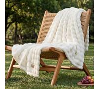 Bedsure Manta Suave Polar Burbuja - Regalos para Mujeres Decorativa Mantas, Sofá, Cama, Cubre Cama Cálido, Manta Polar para Salón, Dormitorio y Hogar, Blanco, 130x170 cm