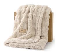 Bedsure Manta Suave Polar Burbuja - Regalos para Mujeres Decorativa Mantas, Sofá, Cama, Cubre Cama Cálido, Manta Polar para Salón, Dormitorio y Hogar, Beige, 150x200 cm