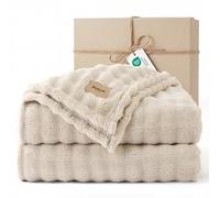 Bedsure Manta Suave Polar Burbuja - Regalos para Mujeres Decorativa Mantas, Sofá, Cama, Cubre Cama Cálido, Manta Polar para Salón, Dormitorio y Hogar, Beige, 220x240 cm