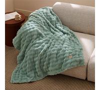 Bedsure Manta Suave Polar Burbuja - Regalos para Mujeres Decorativa Mantas, Sofá, Cama, Cubre Cama Cálido, Manta Polar para Salón, Dormitorio y Hogar, Verde, 150x200 cm