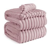 Bedsure Manta Suave y Esponjosa, Manta de Forro Polar, Manta de Cordón Gruesa, Suave y cálida, acogedora para Cama y sofá, Rosa, 230 x 270 cm