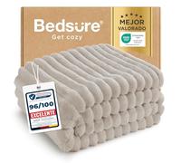 Bedsure Manta Suave y Esponjosa, Manta de Forro Polar, Manta de Cordón Gruesa, Suave y cálida, acogedora para Cama y sofá, Beige, 130 x 170 cm