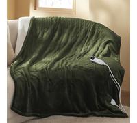 Bedsure Mantita eléctrica 130x180cm, Apagado automático, 6 Niveles de Calor, Temporizador 10h, protección sobrecalentamiento 8h, acogedora para hogar & Oficina, Verde Militar