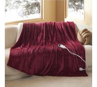 Bedsure Mantita eléctrica 180x200cm, Apagado automático, 6 Niveles de Calor, Temporizador 10h, protección sobrecalentamiento 8h, acogedora para hogar & Oficina, Bordeaux