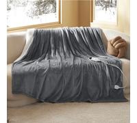 Bedsure Mantita eléctrica 180x200cm, Apagado automático, 6 Niveles de Calor, Temporizador 10h, protección sobrecalentamiento 8h, acogedora para hogar & Oficina, Gris