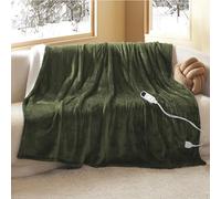 Bedsure Mantita eléctrica 180x200cm, Apagado automático, 6 Niveles de Calor, Temporizador 10h, protección sobrecalentamiento 8h, acogedora para hogar & Oficina, Verde Militar