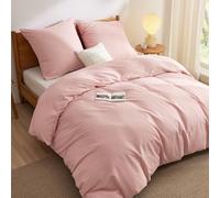 BEDSURE Ropa de cama 155x220 Rosa Pálido - 1 edredón 155x220 cm 2 fundas de almohada 80x80 cm, juego de ropa de cama de poliéster de microfibra rosa con cremallera OEKO-TEX