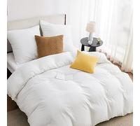 BEDSURE Ropa de cama de 135 x 200 cm, 2 piezas, color blanco, 1 funda nórdica de 135 x 200 cm y 1 funda de almohada de 80 x 80 cm, certificado Öko-Tex, color blanco, poliéster con cremallera