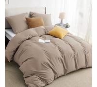 BEDSURE Ropa de cama de 135 x 200 cm, 2 piezas, color caqui, 1 funda nórdica de 135 x 200 cm y 1 funda de almohada de 80 x 80 cm, certificado Öko-Tex, color marrón, microfibra de poliéster con