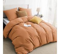 BEDSURE Ropa de cama de 135 x 200 cm, 2 piezas, color naranja, 1 funda nórdica de 135 x 200 cm, 1 funda de almohada de 80 x 80 cm, certificado Öko-Tex, color naranja quemado, microfibra de poliéster