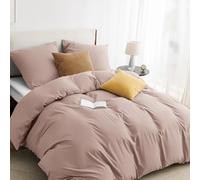 BEDSURE Ropa de cama de 135 x 200 cm, 2 piezas, color rosa, 1 funda nórdica de 135 x 200 cm, 1 funda de almohada de 80 x 80 cm, certificado Öko-Tex Adobe rosa microfibra de poliéster con cremallera