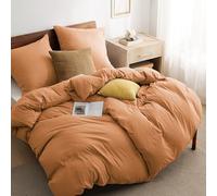 BEDSURE Ropa de cama de 135 x 200 cm, 4 piezas, color naranja, 2 fundas nórdicas de 135 x 200 cm, 2 fundas de almohada de 80 x 80 cm, certificado Öko-Tex, color naranja quemado, microfibra de