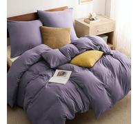 BEDSURE Ropa de cama de 135 x 200 cm, 4 piezas, color violeta grisáceo, 2 fundas nórdicas de 135 x 200 cm y 2 fundas de almohada de 80 x 80 cm, certificado Öko-Tex, color violeta y poliéster,