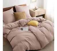 BEDSURE Ropa de cama de 135 x 200 cm, 4 piezas, rosa, 2 fundas nórdicas de 135 x 200 cm, 2 fundas de almohada de 80 x 80 cm, certificado Öko-Tex, juego de ropa de cama Adobe rosa de microfibra de