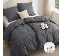 BEDSURE Ropa de cama de 135 x 200 cm, algodón, 4 piezas, juegos de ropa de cama para niños y adultos, 2 fundas de edredón y 2 fundas de almohada de 80 x 80 cm, con certificado Öko-Tex, color gris