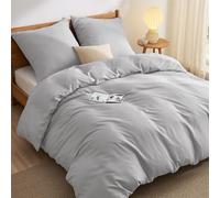 BEDSURE Ropa de cama de 155 x 220 cm, 3 piezas, color gris plateado, 1 funda nórdica de 155 x 220 cm y 2 fundas de almohada de 80 x 80 cm, con certificado Öko-Tex, color gris, poliéster, microfibra