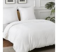 BEDSURE Ropa de cama de 155 x 220 cm, algodón blanco, juegos de ropa de cama de 155 x 220 cm, funda nórdica de 3 piezas con 2 fundas de almohada de 80 x 80 cm, ropa de cama con cremallera