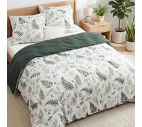 BEDSURE Ropa de cama de 200 x 200 cm, 3 piezas, funda nórdica de 200 x 200 cm con 2 fundas de almohada de 80 x 80 cm, certificado ÖKO-TEX reversible, diseño de flores verdes, plantas, para cama doble