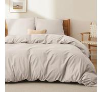 BEDSURE Ropa de cama de 200 x 200 cm, algodón, 3 piezas - Set beige 2x80x80 fundas de almohada