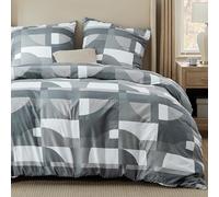 BEDSURE Ropa de cama de 200 x 200 cm, funda nórdica de 3 piezas, juego de ropa de cama de 200 x 200 cm con 2 fundas de almohada de 80 x 80 cm, ropa de cama reversible Oeko-Tex, diseño geométrico gris